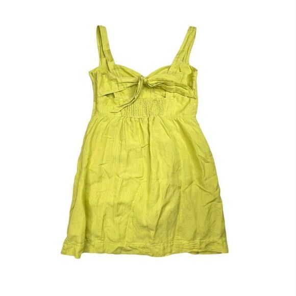Anthropologie Maeve Linen Blend Retro Sundress Lime - Picture 8 of 13